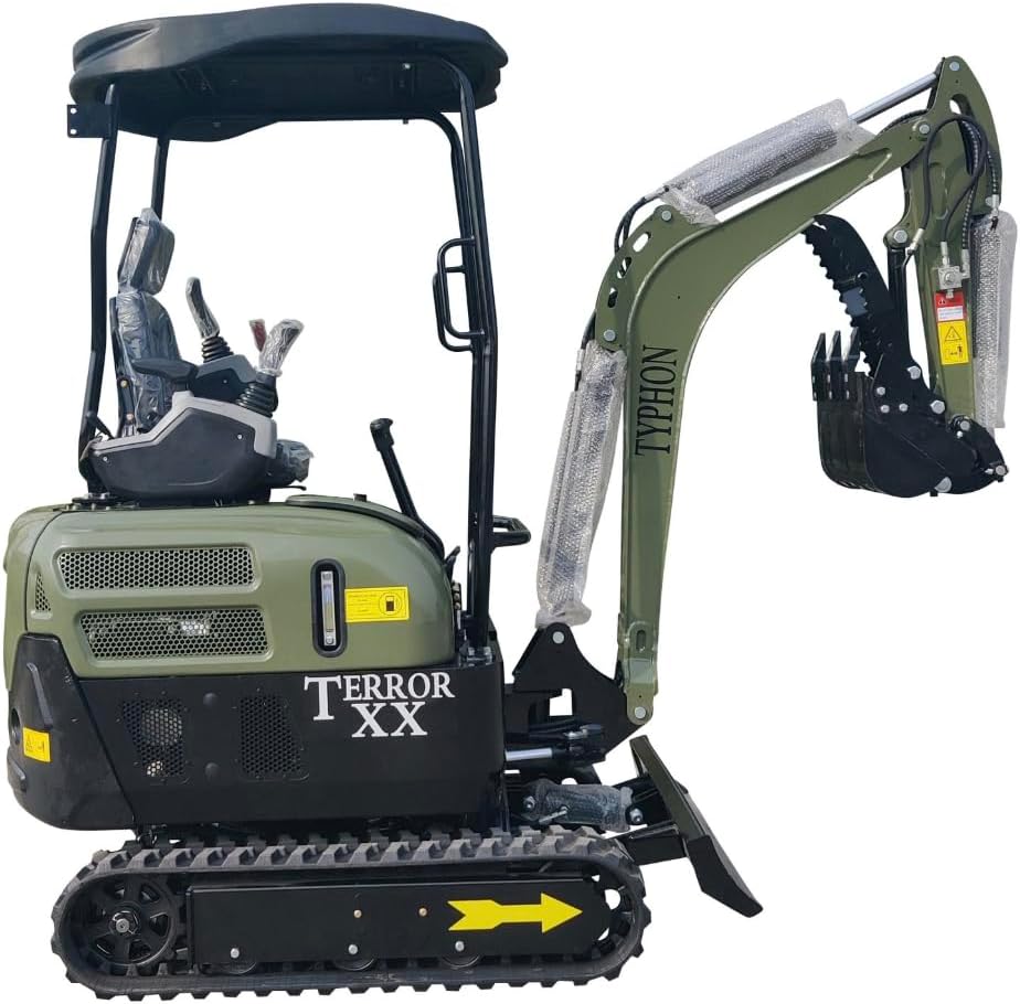 2025 4,000 lb Green TYPHON TERROR XX Mini Excavator Rubber Track with Kubota D902 Diesel Engine USA