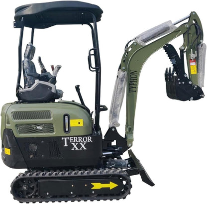 2025 4,000 lb Green TYPHON TERROR XX Mini Excavator Rubber Track with Kubota D902 Diesel Engine USA