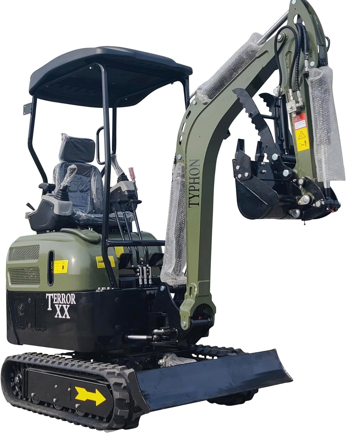 2025 4,000 lb Green TYPHON TERROR XX Mini Excavator Rubber Track with Kubota D902 Diesel Engine USA