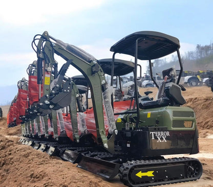 2025 4,000 lb Green TYPHON TERROR XX Mini Excavator Rubber Track with Kubota D902 Diesel Engine USA